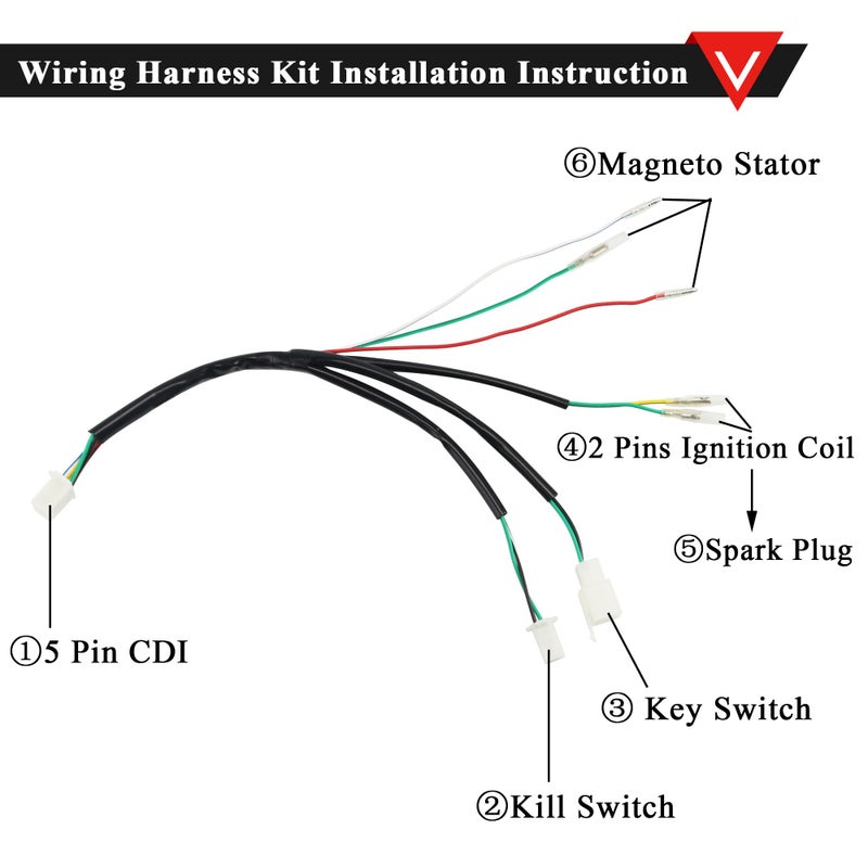 PRO BAT Lifan Stator Kick Start Electric Wire Harness Kit Complete Wiring Harness Loom CDI Coil Magneto Pit Dirt Bike ATV SSR YX Coolster for 50cc 70cc 90cc 110cc 125cc 140cc - Image 2